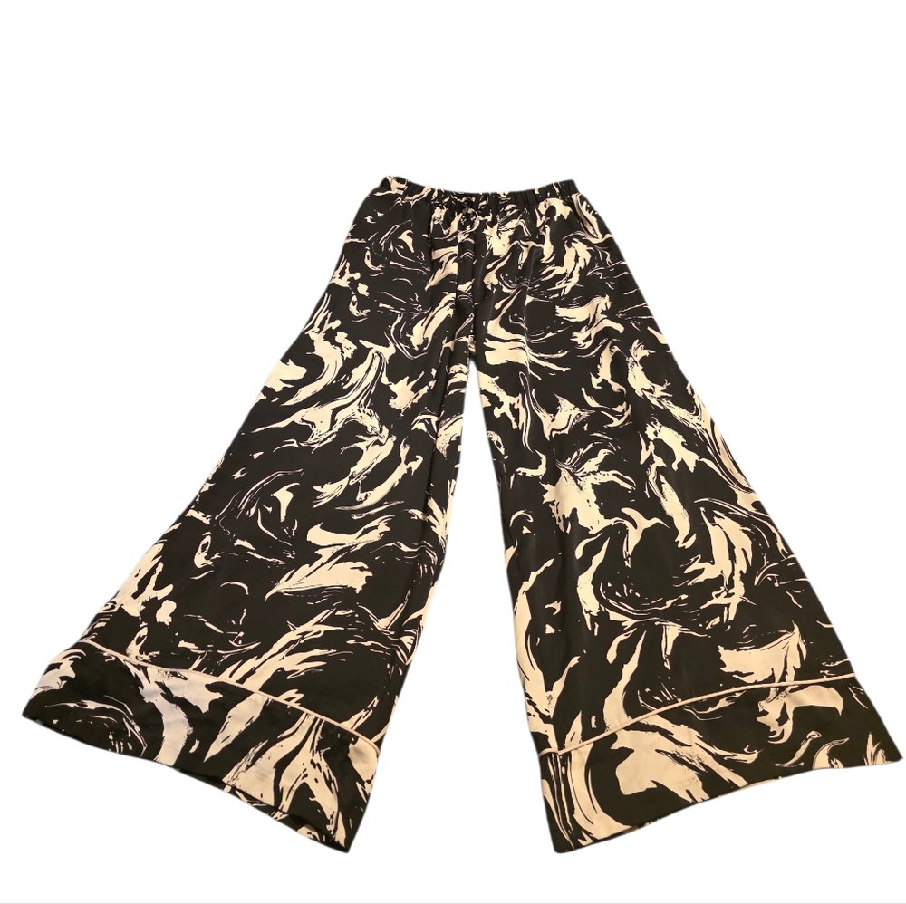 RM Rebecca Minkoff Bold Black & White  Print Wide Leg Pull-On Pants Sz 1X